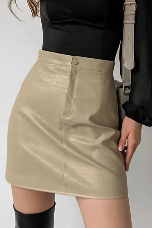 Faux Leather Mini Skirt sold by Micas