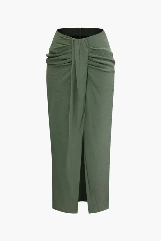 Ruched High Waist Split Skirt sold by Micas