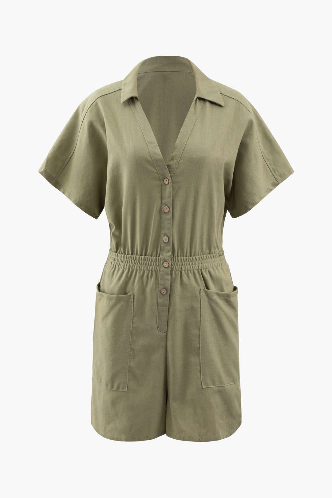 V-neck Button Short Sleeve Romper sold by Micas