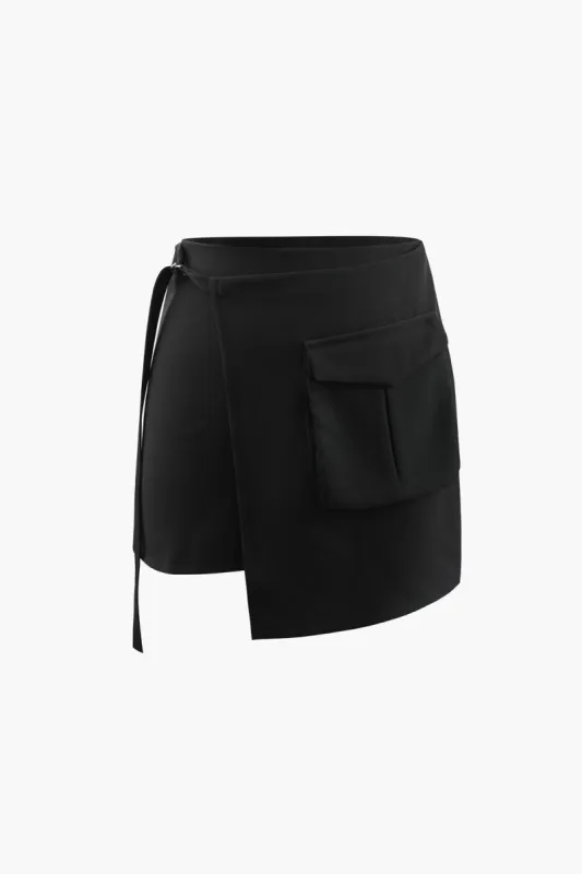 Flap Pocket Wrap Mini Skirt sold by Micas