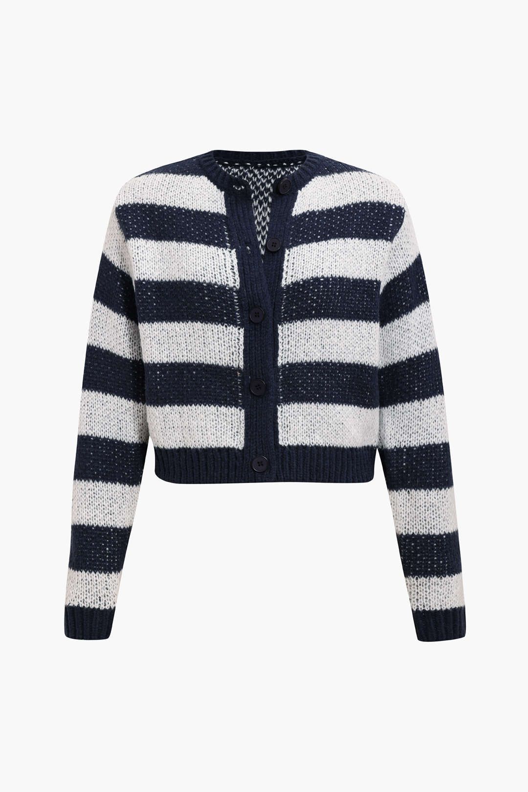 Stripe Button Front Knit Cardigan sold by Micas