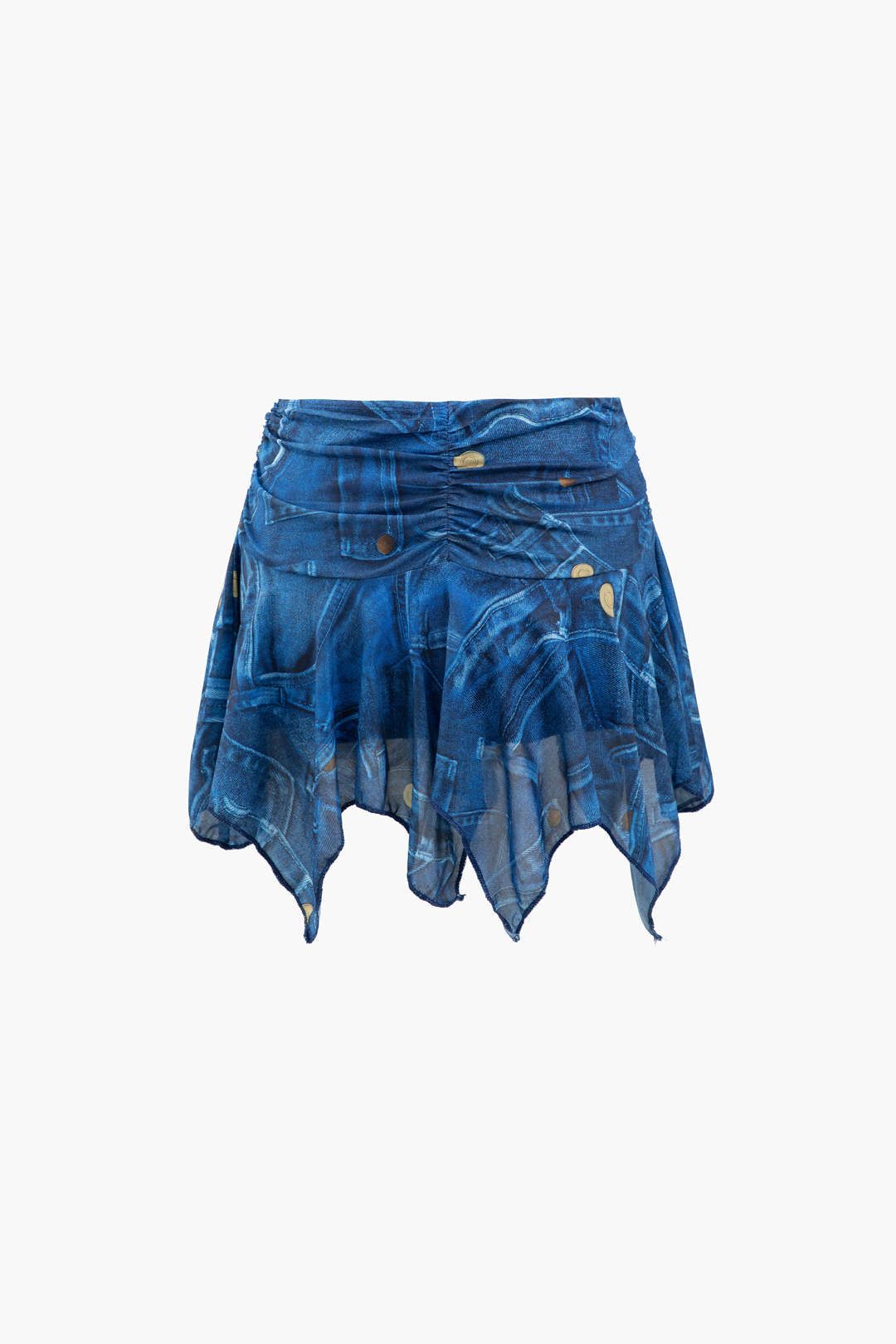 Denim Print Chain Strap Cami Top And Asymmetric Mini Skirt Set sold by Micas product image thumbnail 5