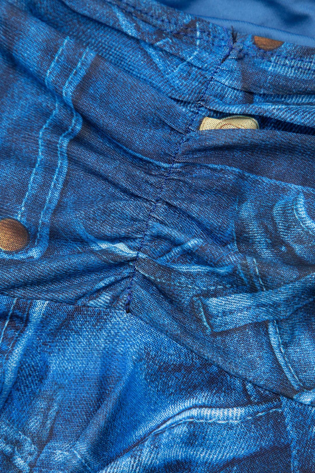 Denim Print Chain Strap Cami Top And Asymmetric Mini Skirt Set sold by Micas product image thumbnail 9