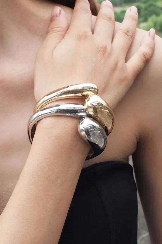 Two-tone Metal Cuff Bangle sold by Micas