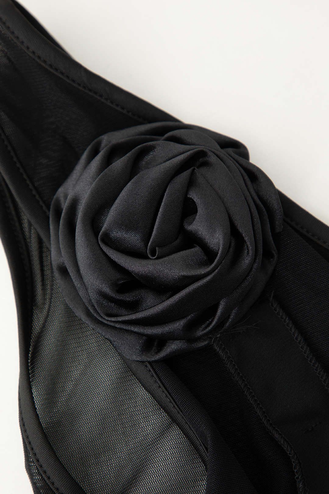 Flower Embellished One Shoulder Mesh Tank Top sold by Micas product image thumbnail 3