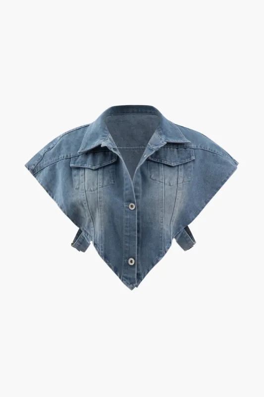 V-shape Denim Top sold by Micas