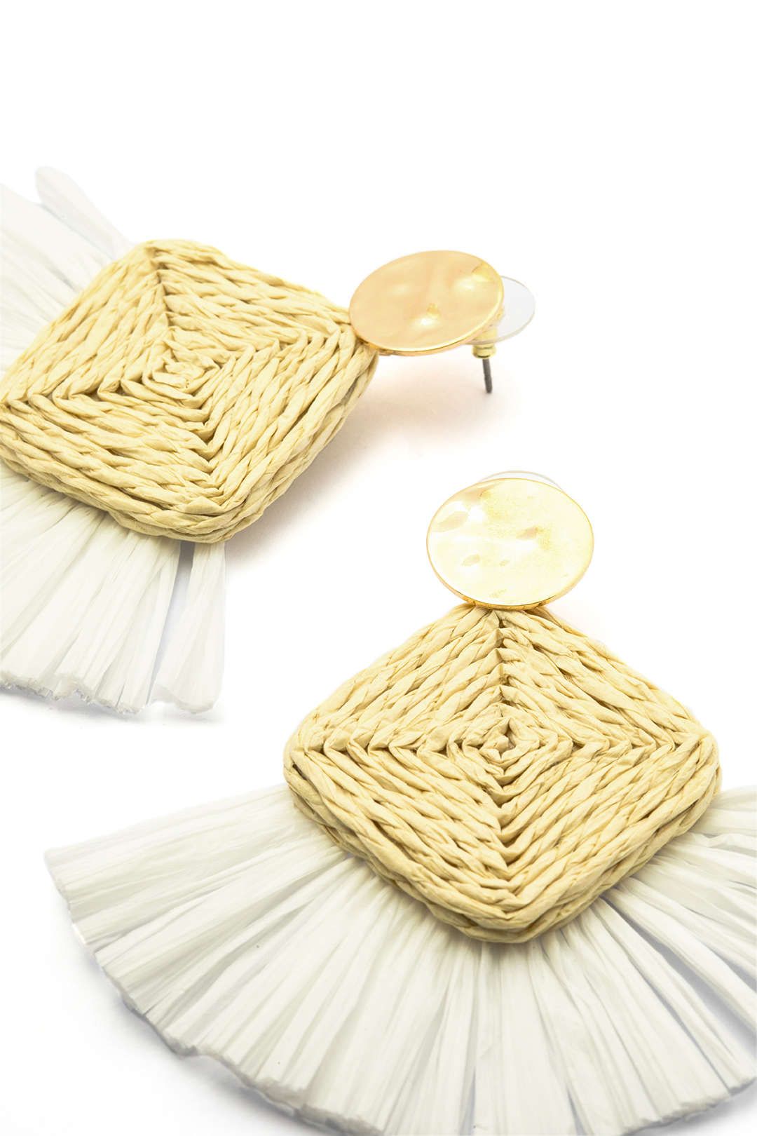 Rattan Woven Fan Earrings sold by Micas product image thumbnail 3