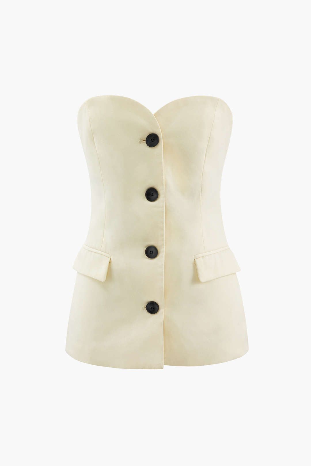 Button Front Strapless Top sold by Micas