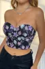 Flower Embroidery Tie Back Bustier Tube Top sold by Micas