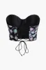 Flower Embroidery Tie Back Bustier Tube Top sold by Micas