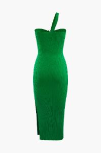 Asymmetric Cut Out Knit Slit Midi Dress sold by Micas