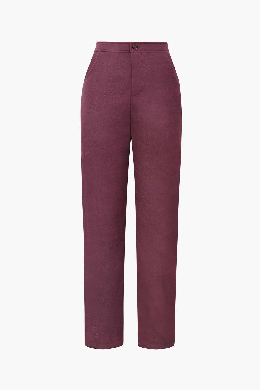 Wool Blend Straight Leg Pants sold by Micas