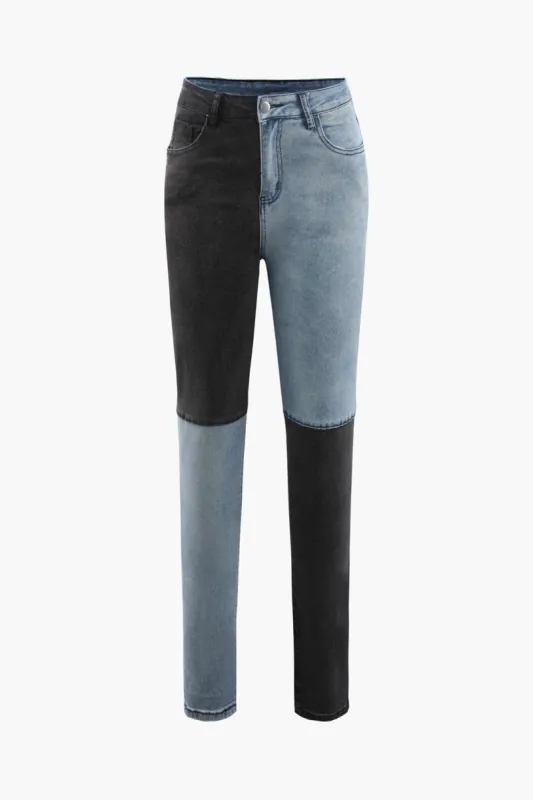 Patchwork Skinny Jeans sold by Micas