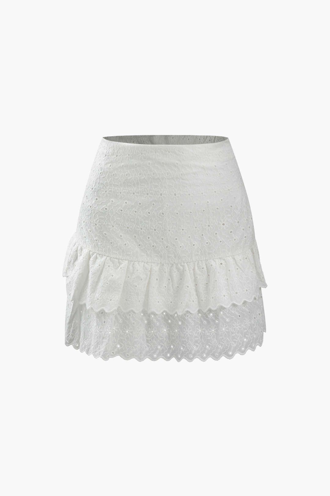 Embroidered Eyelet Mini Skirt sold by Micas