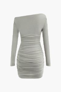 Cowl Neck Ruched Long Sleeve Mini Dress sold by Micas