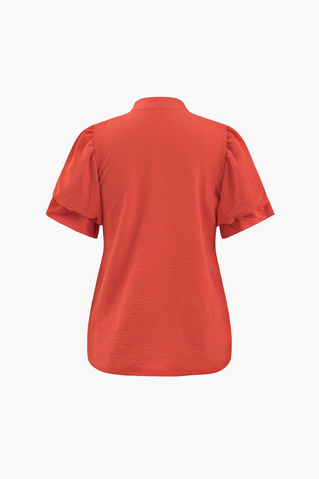 Puff Sleeve Tie Front Blouse And Drawstring Shorts Set sold by Micas product image thumbnail 4