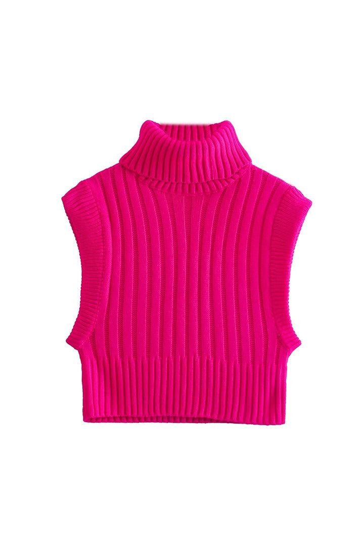 Turtleneck Rib Knit Sweater Vest sold by Micas