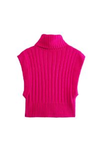 Turtleneck Rib Knit Sweater Vest sold by Micas