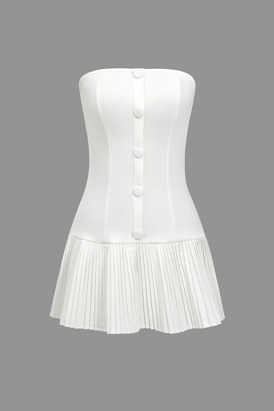 Knap op plisseret stropløs mini kjole sold by Micas product image thumbnail 2