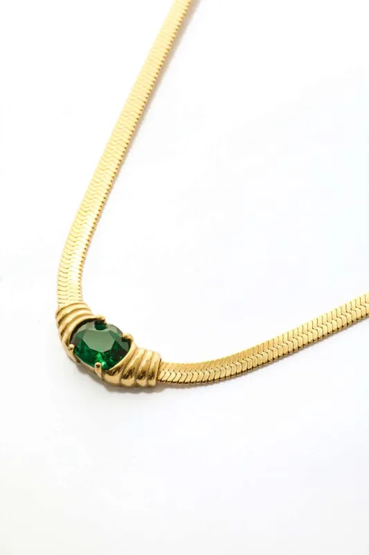 Emerald Snake Chain Necklace sold by Micas