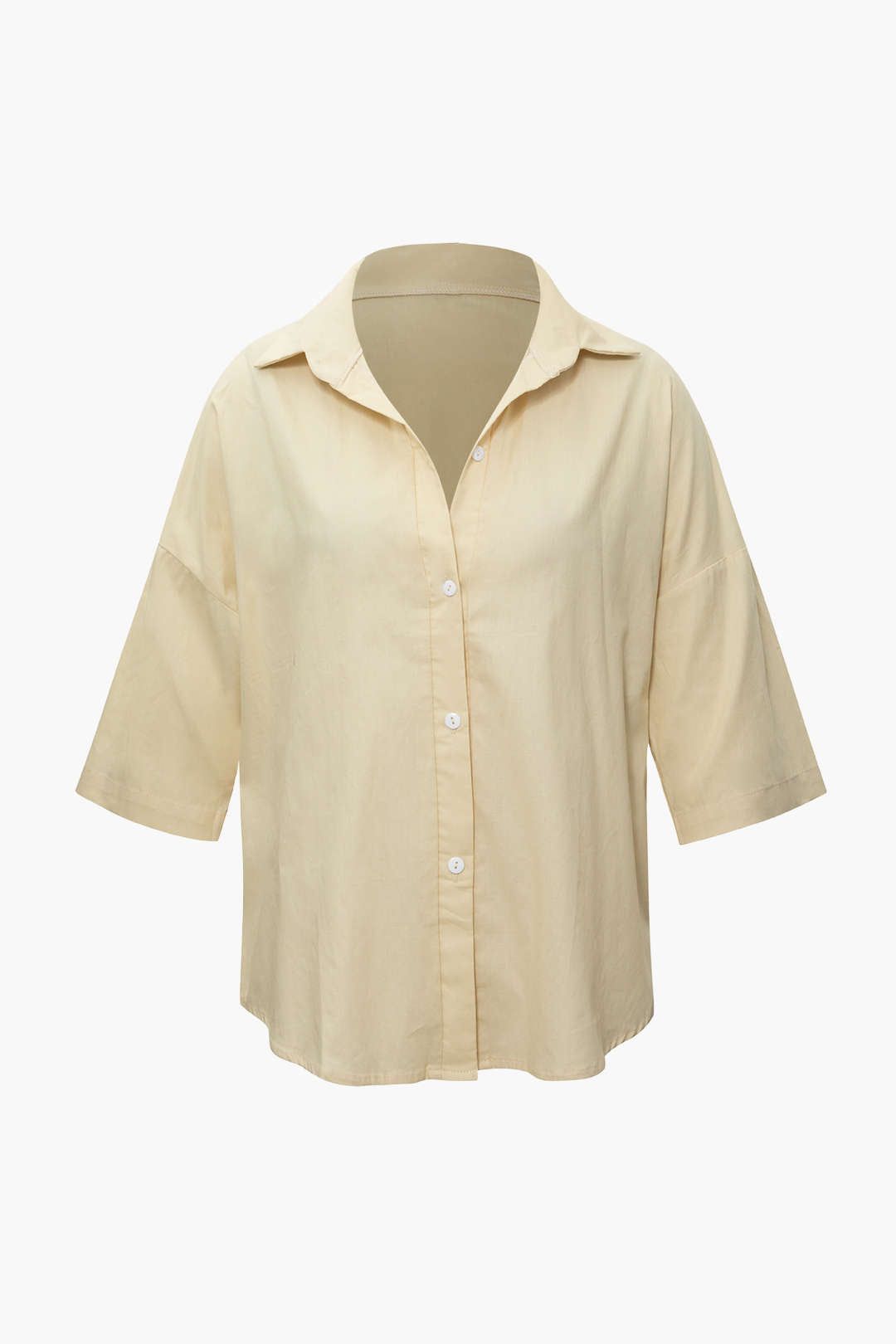 Drop Shoulder Button Up Shirt And Elastic Waist Shorts Set sold by Micas product image thumbnail 3