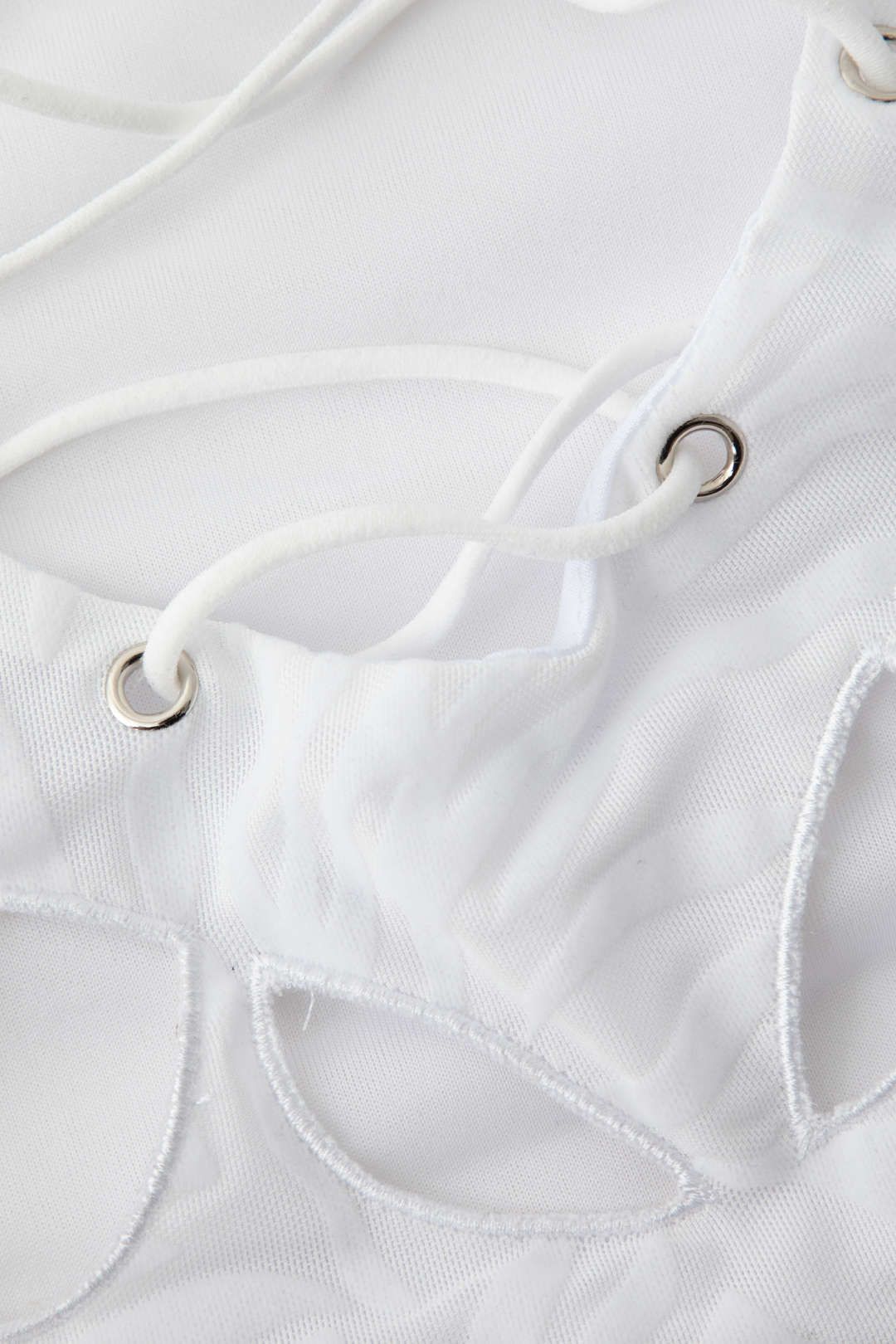 Flocked Mesh Cut Out Bodycon Mini Dress sold by Micas product image thumbnail 3