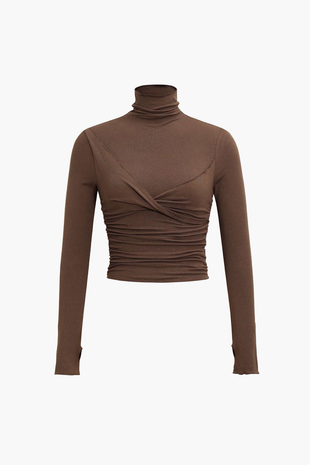 Twist Detail Turtleneck Long Sleeve Top sold by Micas