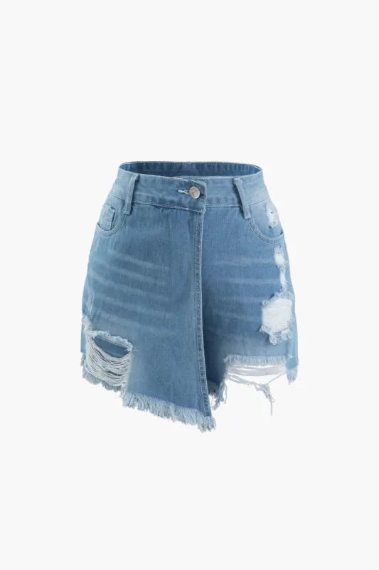 Ødelagt flossede omslag denimshorts sold by Micas