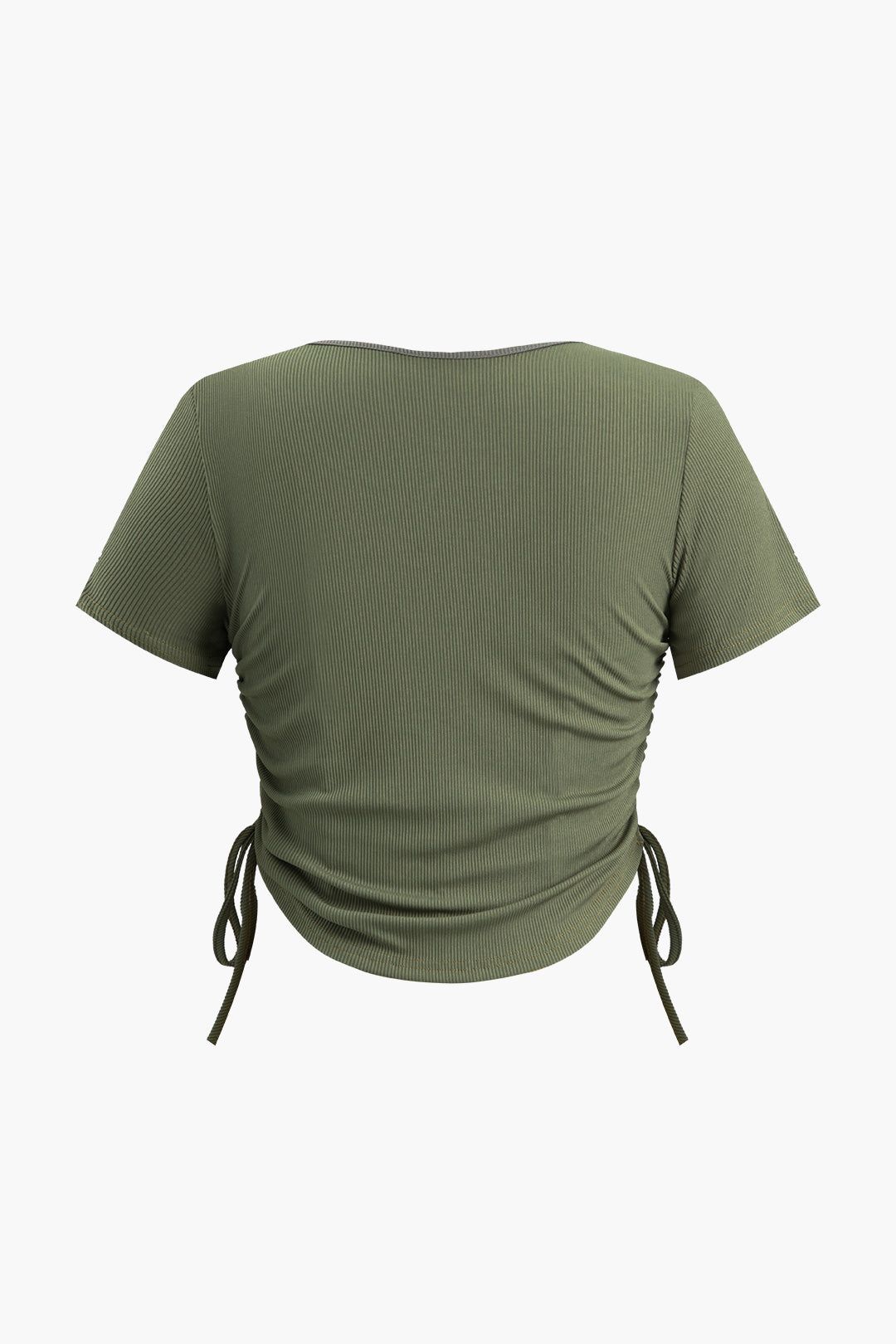 Letter Print Side Drawstring Crop T-Shirt sold by Micas product image thumbnail 2