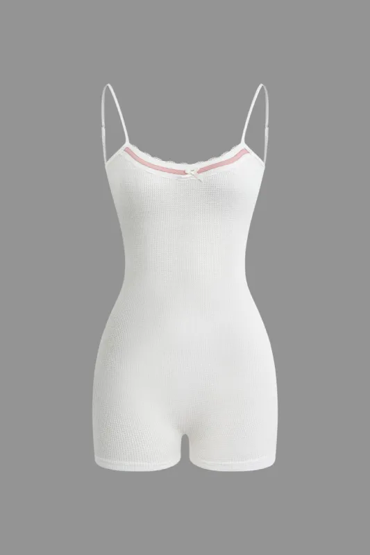 Bow Tie Detail Backless Slip Romper sold by Micas