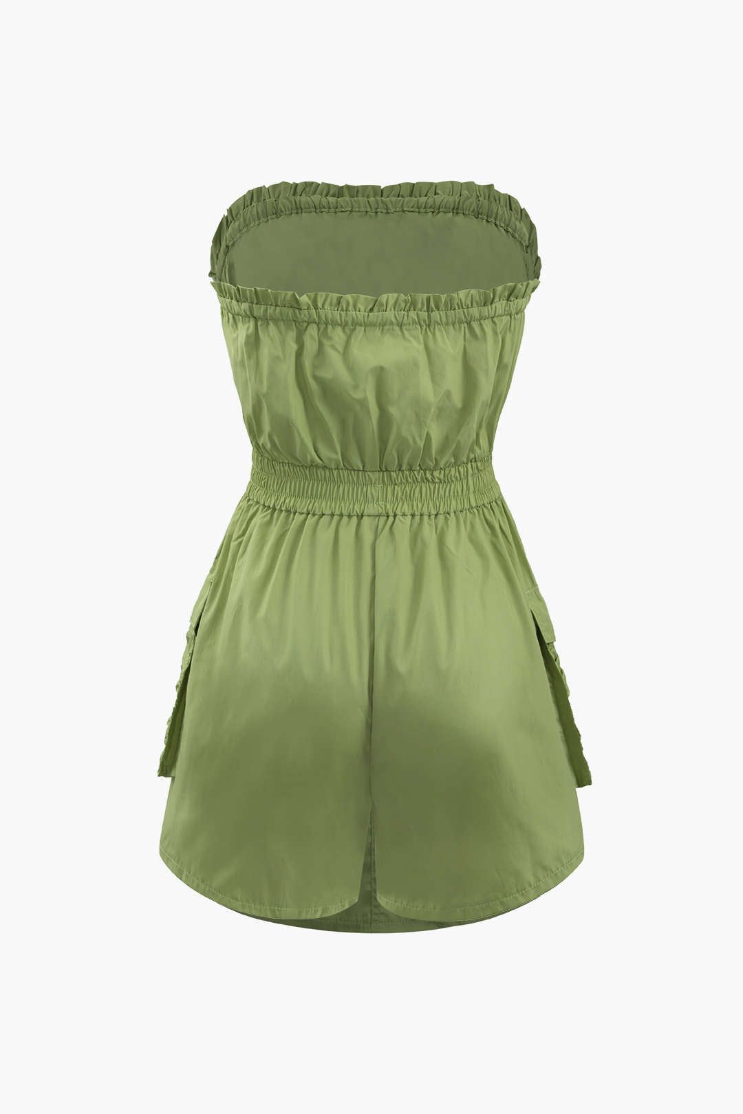 Flap Pocket Ruched Drawstring Strapless Romper sold by Micas product image thumbnail 2