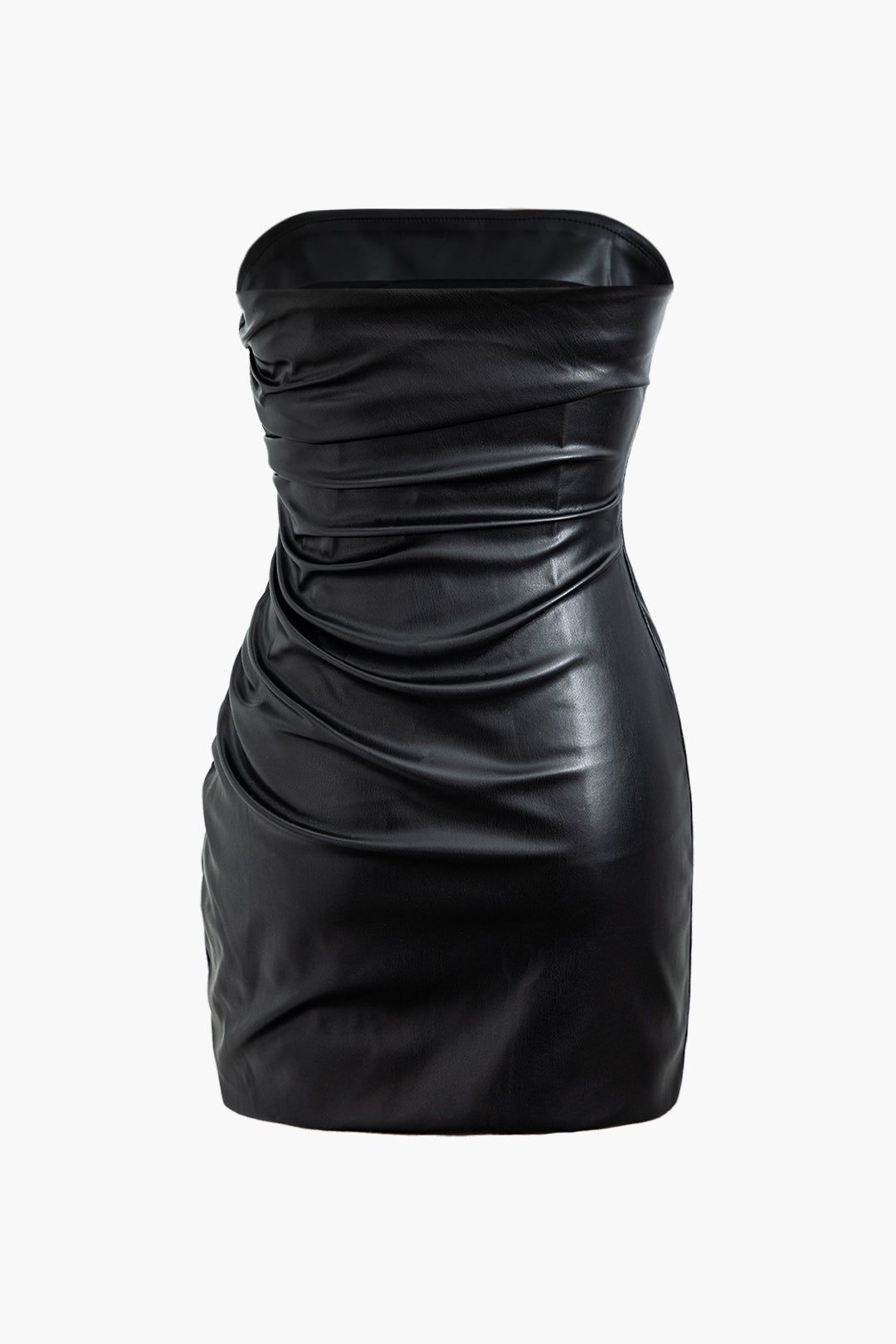 Faux Leather Ruched Strapless Mini Dress sold by Micas product image thumbnail 2