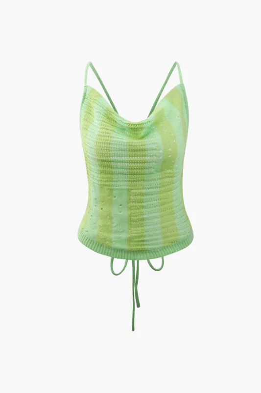 Ombre Cowl Neck Cross Back Knit Cami Top sold by Micas