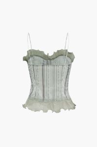 Printed Lace-up Frill Trim Cami Top sold by Micas