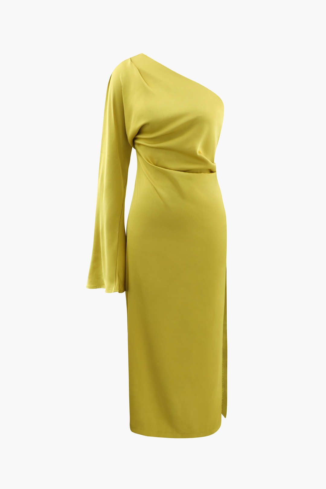 One Shoulder Slit Satin Midi Dress sold by Micas