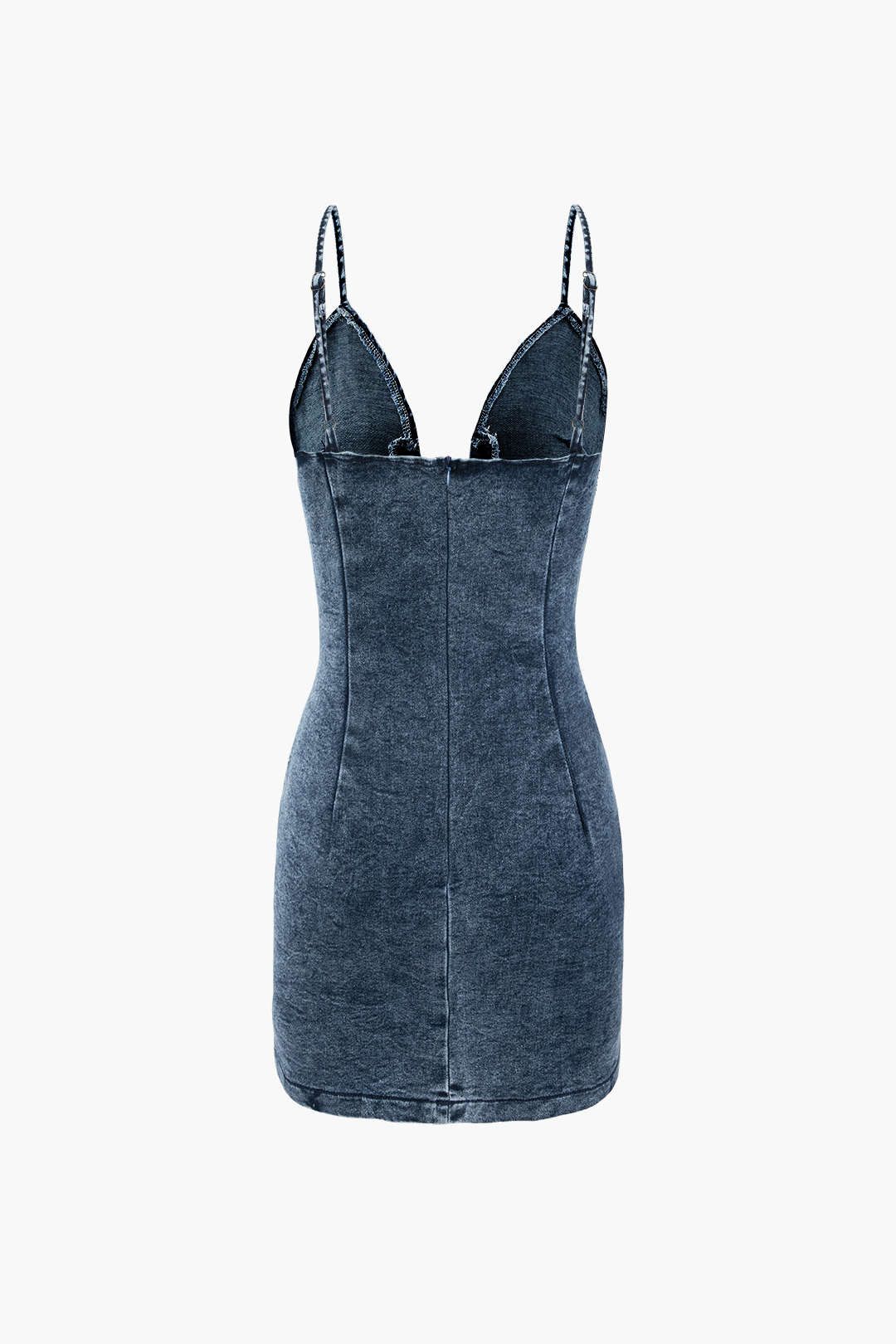 Lace-up Front V-neck Denim Dress sold by Micas product image thumbnail 2