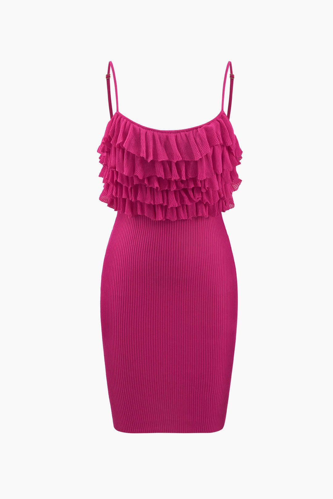 Tiered Frill Rib Knit Mini Dress sold by Micas