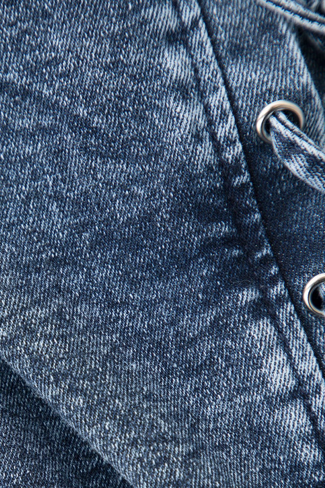 Lace-up Front V-neck Denim Dress sold by Micas product image thumbnail 3