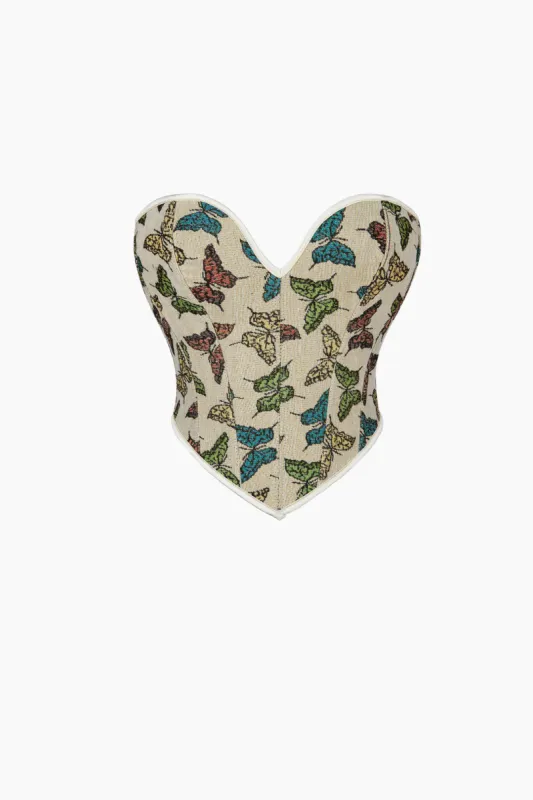 Butterfly Pattern V-neck Corset Top sold by Micas