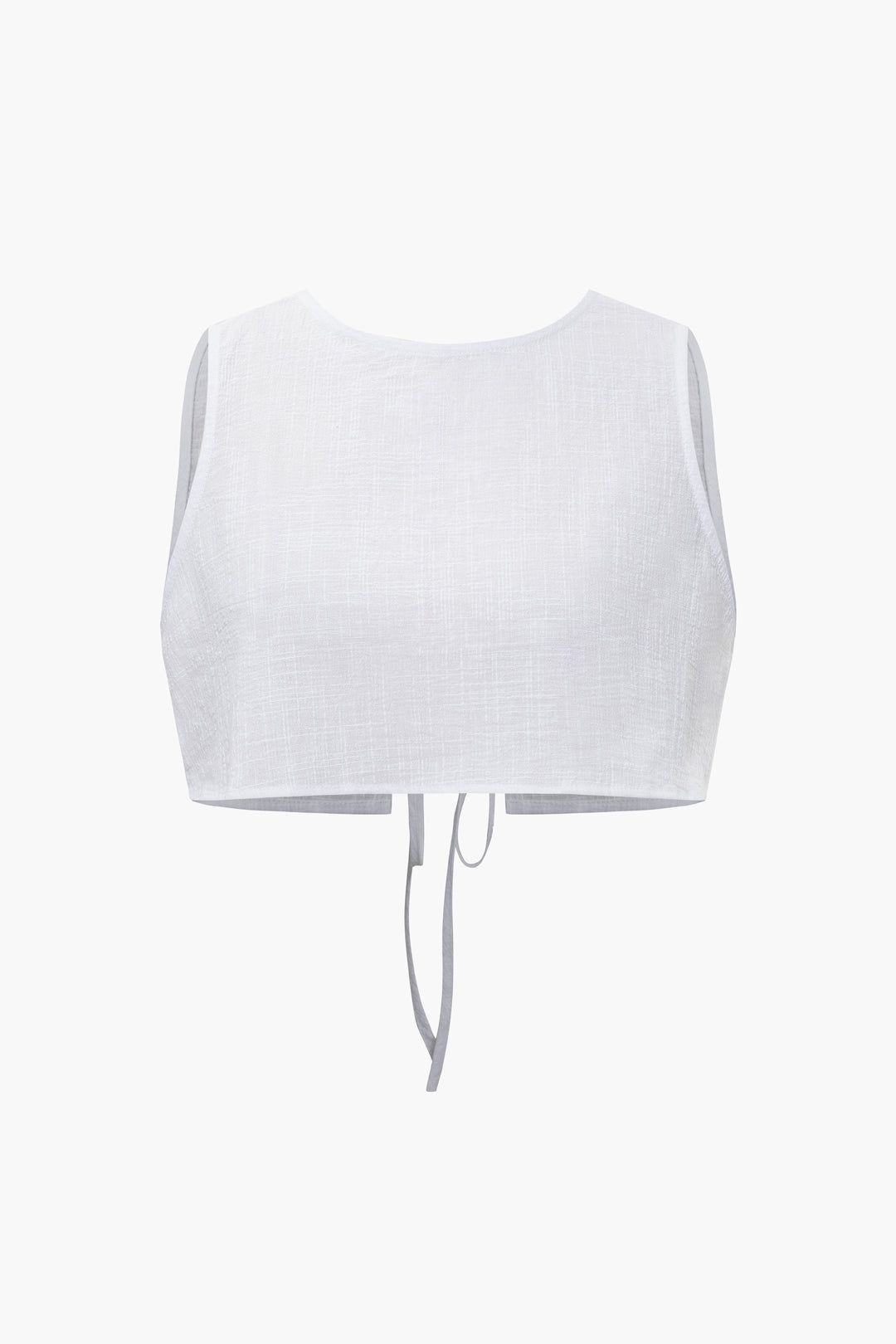 Linen-Blend Tie Back Tank Top And Elastic Waist Shorts Set sold by Micas product image thumbnail 5