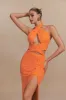Solid Halter Slit Twist Cut Out Maxi Dress sold by Micas
