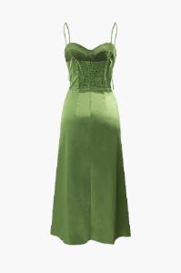Tie Strap Satin Ruched Wrap Maxi Dress sold by Micas