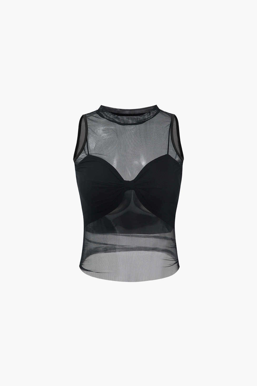Knot Front Cami And Sheer Mesh Tank Top sold by Micas