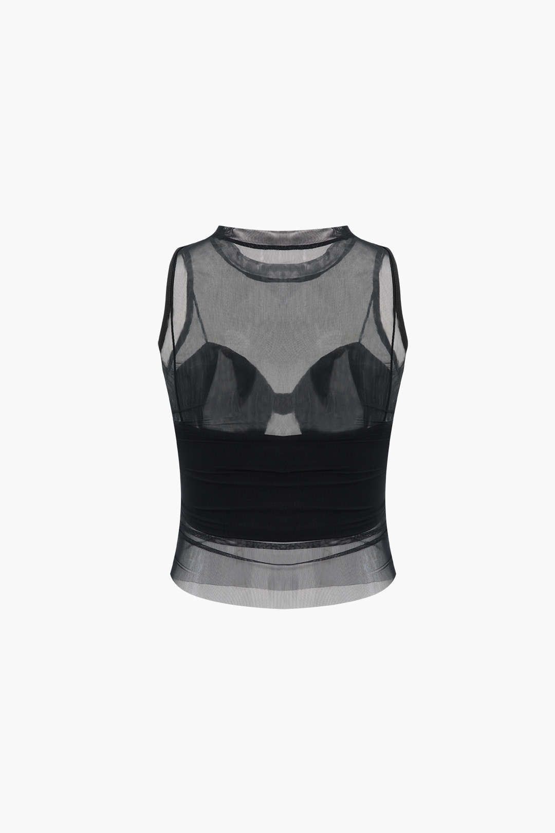 Knot Front Cami And Sheer Mesh Tank Top sold by Micas product image thumbnail 3