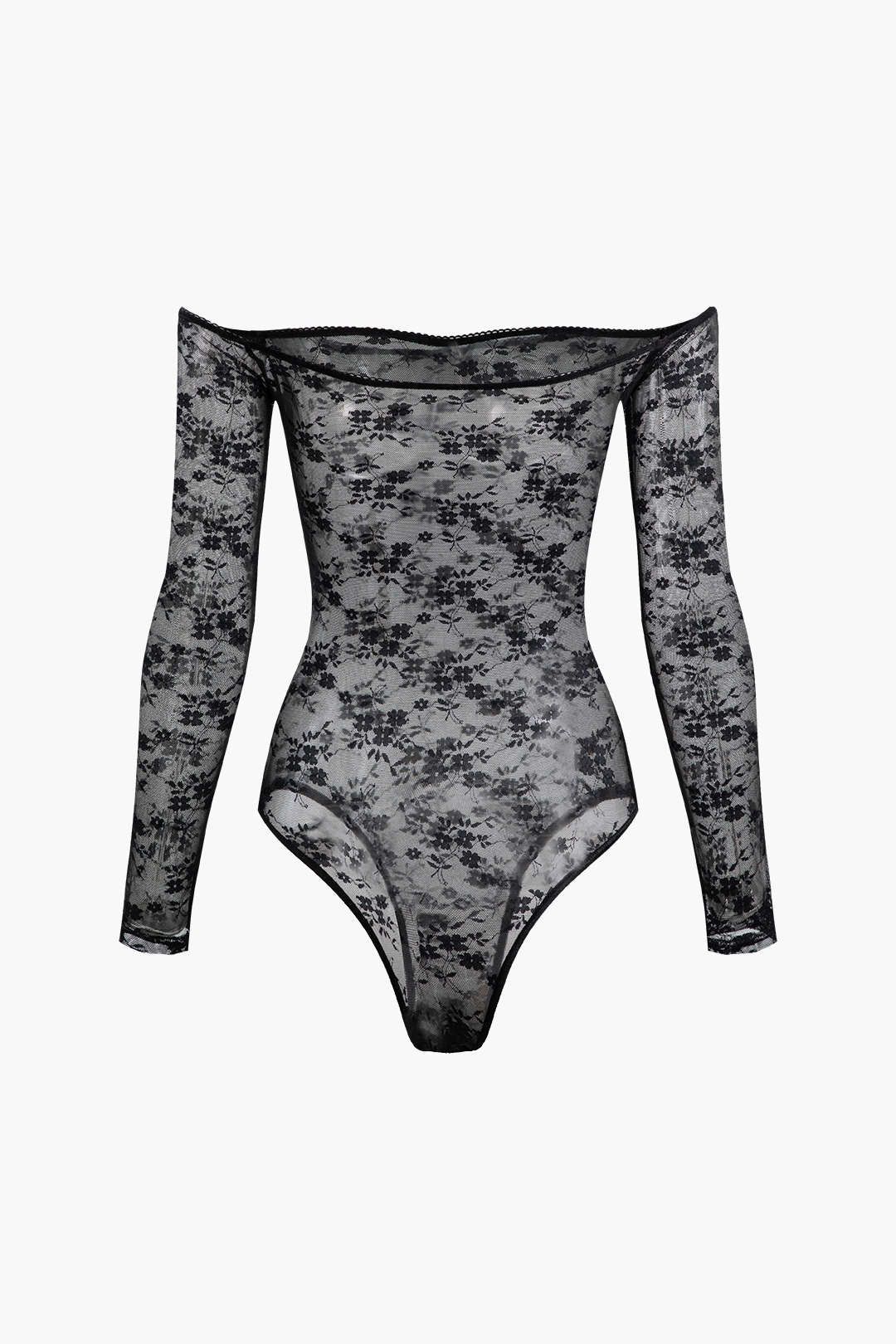 Floral Sheer Lace Off-Shoulder Bodysuit sold by Micas product image thumbnail 2