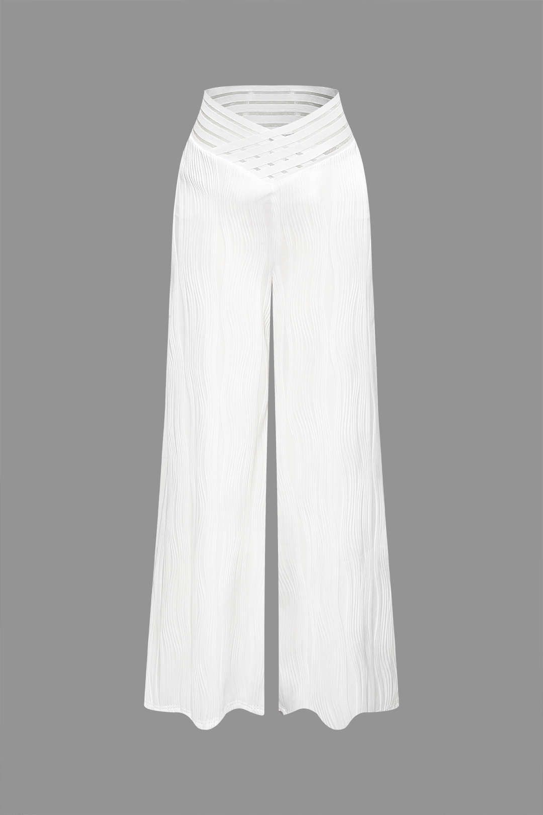 Textured Cross High Waisted Wide Leg Pants sold by Micas