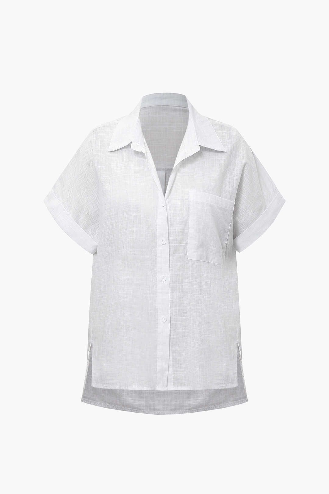 Linen-Blend Rolled Cuff Chest Pocket Shirt sold by Micas