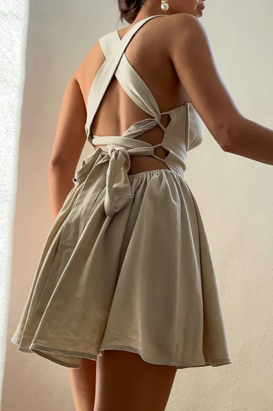 Solid Bustier Cross Tank Mini Dress sold by Micas