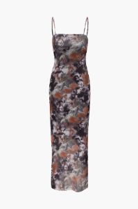 Retro Print Mesh Midi Dress sold by Micas