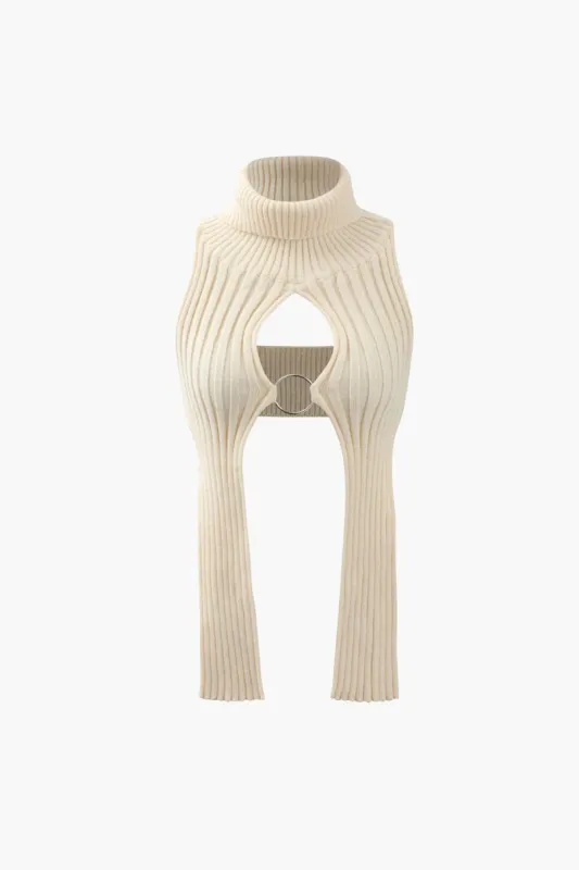 Turtleneck Cut Out Sleeveless Crop Top sold by Micas
